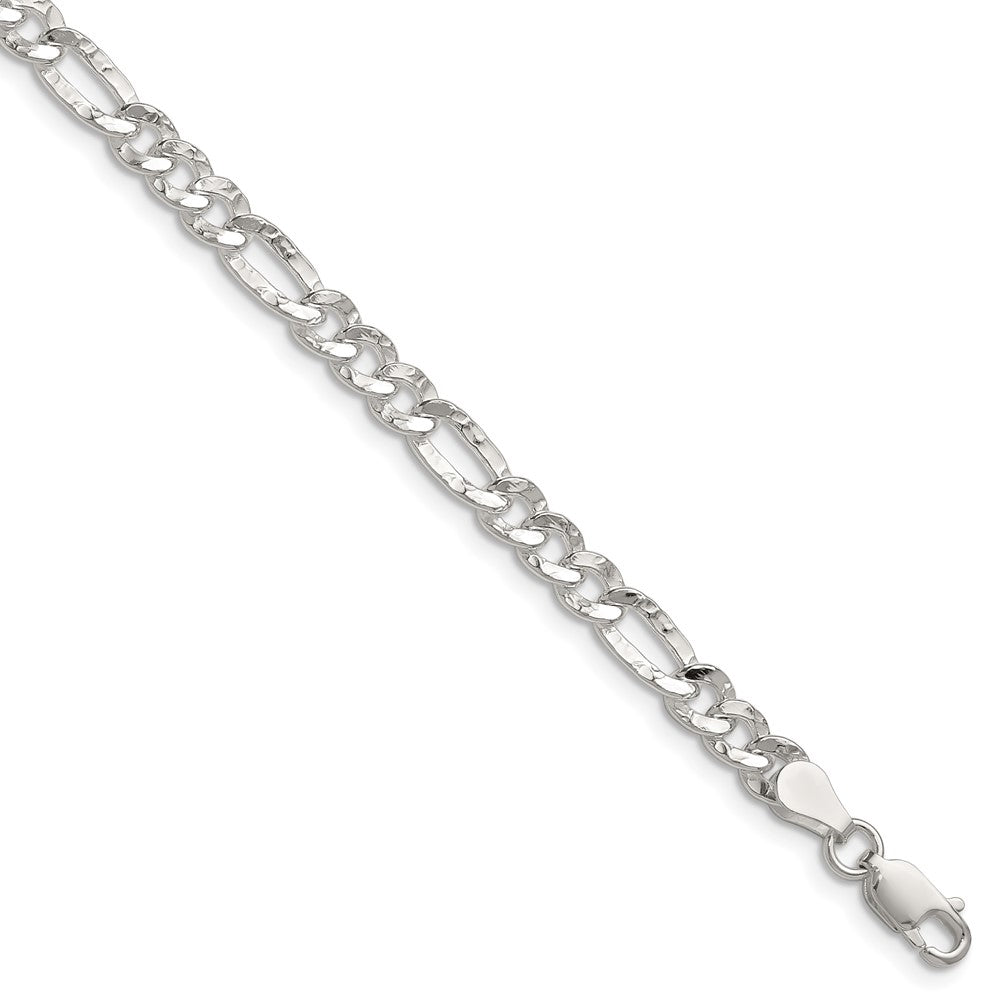 Buy Exclusive Hammered Figaro Chain - 4.75mm Width in Sterling Silver, Stylish!