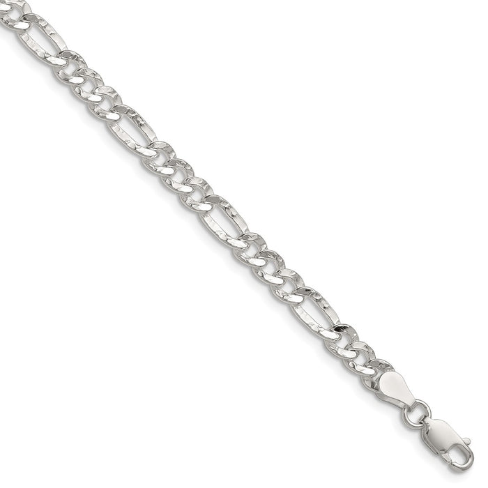 Buy Exclusive Hammered Figaro Chain - 4.75mm Width in Sterling Silver, Stylish!-1