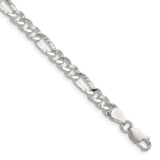 Buy Stylish Hammered Figaro Chain in Sterling Silver - 4.75mm Width!