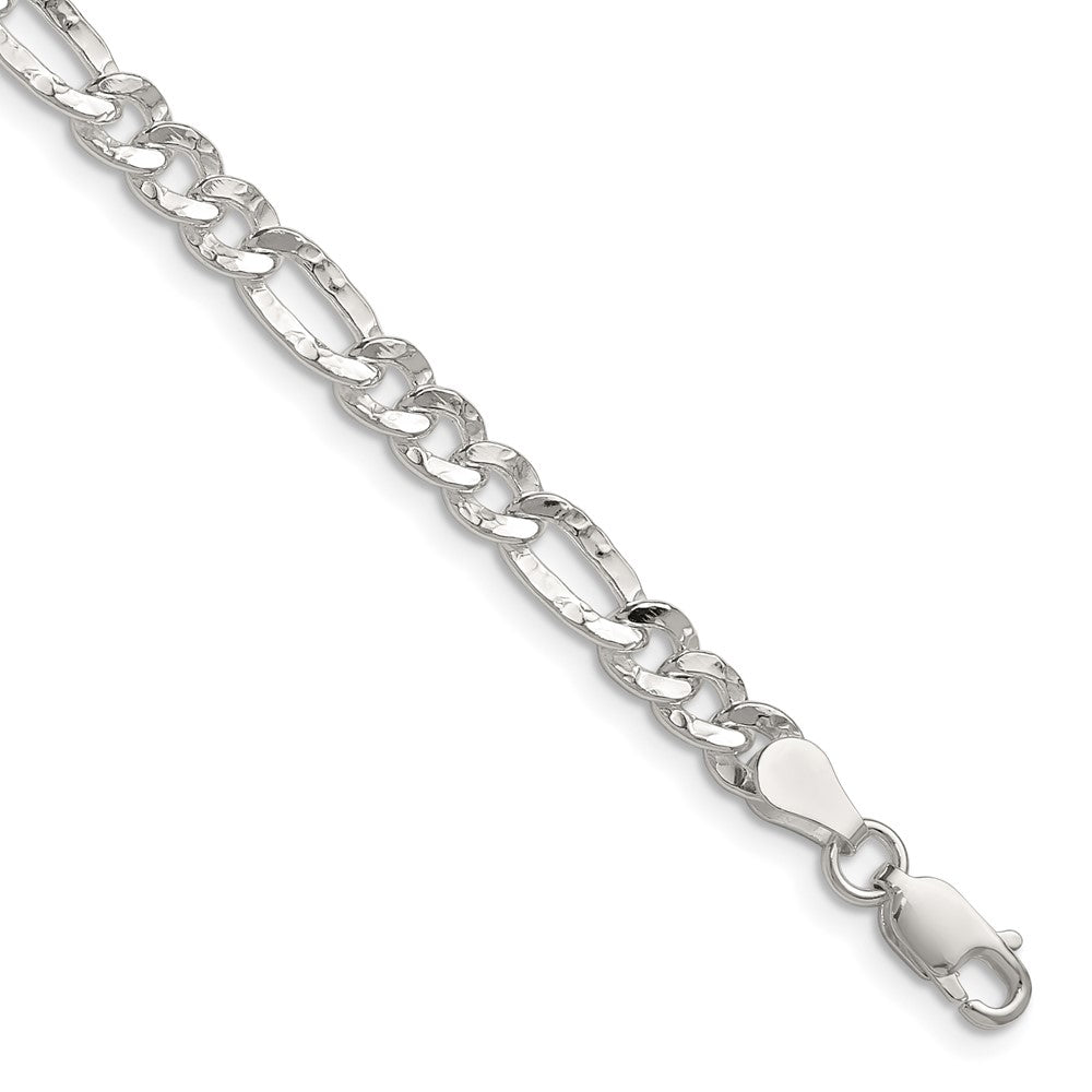 High-Quality Hammered Figaro Chain - 4.75mm Sterling Silver, Stylish Value!