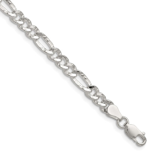 High-Quality Hammered Figaro Chain - 4.75mm Sterling Silver, Stylish Value!