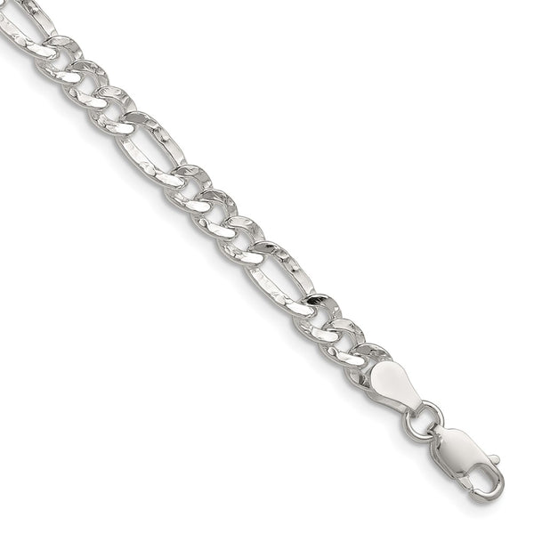 Hammered Figaro Chain - 4.75mm Sterling Silver - Style GR1-1032659