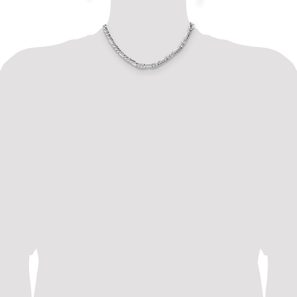 Buy High-Quality 6.3mm Hammered Figaro Chain in Sterling Silver - Stylish Value!