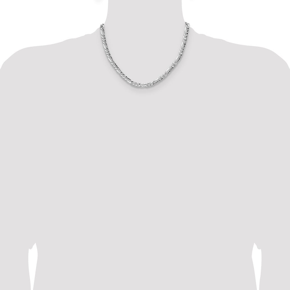 High-Quality 6.3mm Hammered Figaro Chain in Sterling Silver - Stylish Value!