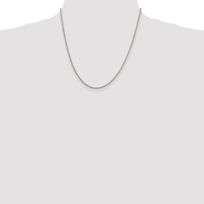 Buy Stylish Rhodium-Plated Sterling Silver 1.75mm Box Chain - Luxury Value!-4