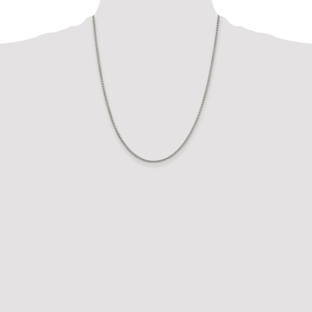 Buy Stylish Rhodium-Plated Sterling Silver 1.75mm Round Box Chain - Affordable Elegance