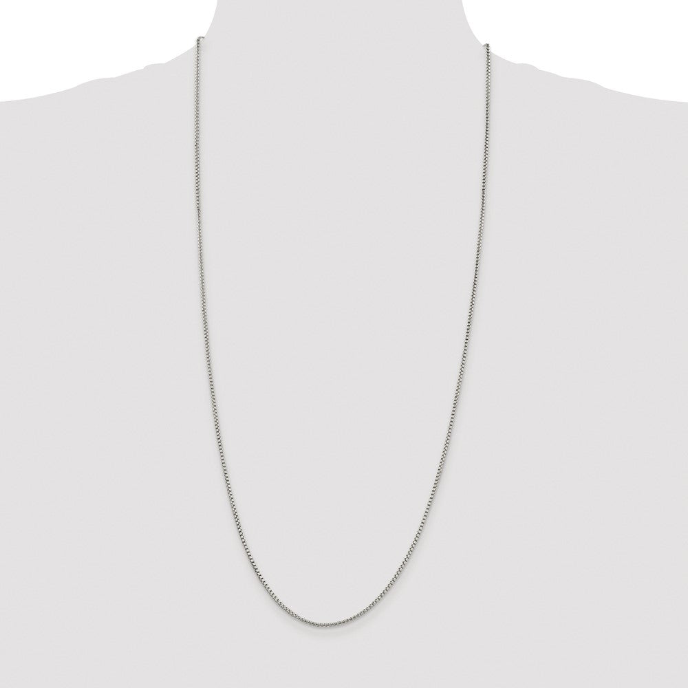 Buy Stylish Rhodium-Plated Sterling Silver 1.75mm Round Box Chain - Affordable Luxury