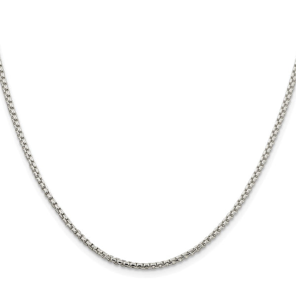 Rhodium-Plated 2mm Round Box Chain in Sterling Silver - Style GR1-1031164