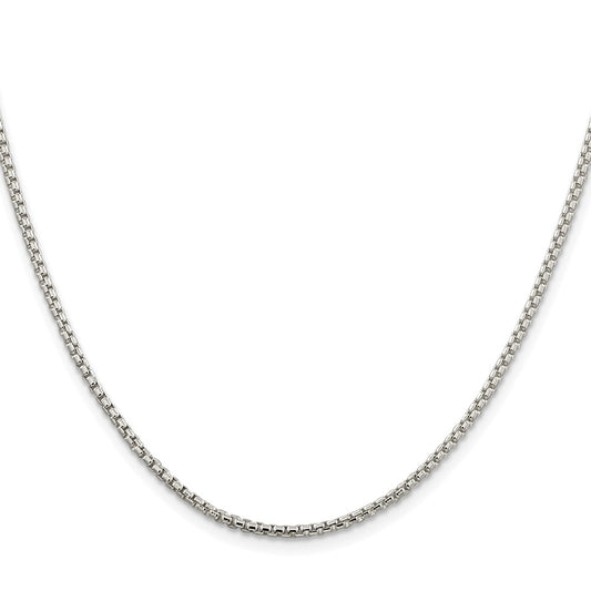 Buy Stylish 2mm Rhodium-Plated Box Chain in Sterling Silver - Affordable Luxury