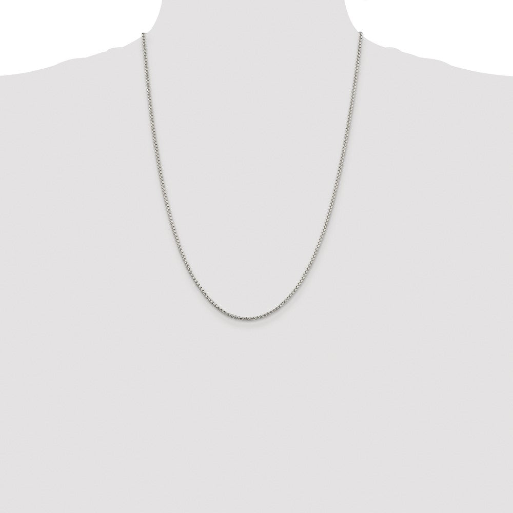 Buy Stylish Rhodium-Plated 2mm Round Box Chain in Sterling Silver - Affordable Elegance