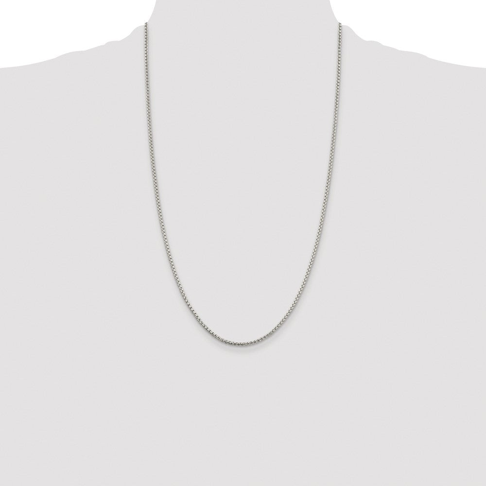Buy Exclusive 2mm Rhodium-Plated Box Chain in Sterling Silver - Stylish Value!