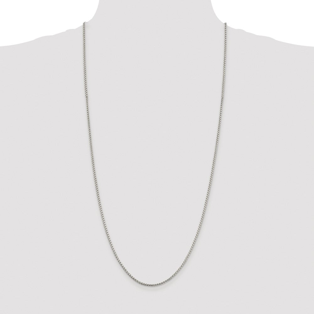 Buy Stylish 2mm Round Box Chain in Rhodium-Plated Sterling Silver - Affordable Luxury