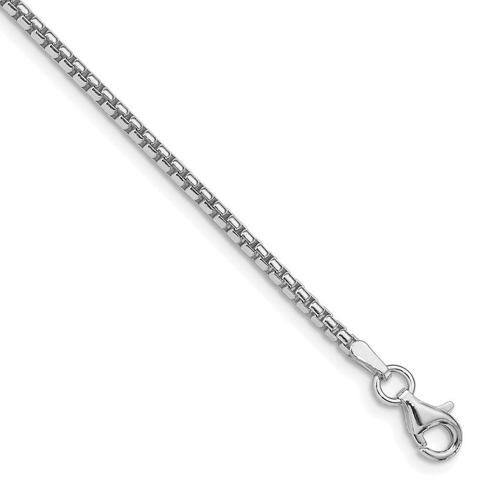 Buy Stylish Rhodium-Plated 2mm Round Box Chain in Sterling Silver - Affordable Price!-1