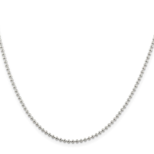 High-Quality 2mm Sterling Silver Beaded Chain - Stylish & Affordable Option