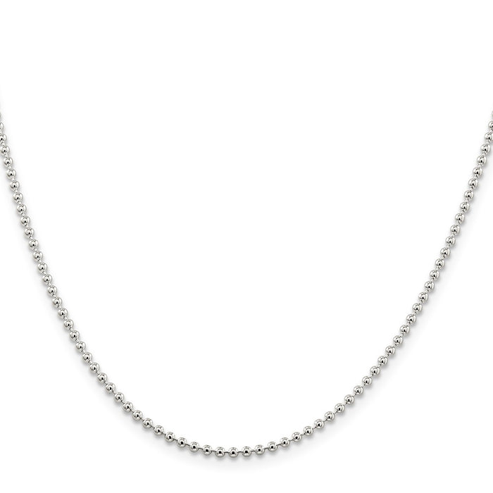 High-Quality 2mm Sterling Silver Beaded Chain - Stylish & Affordable Option-2
