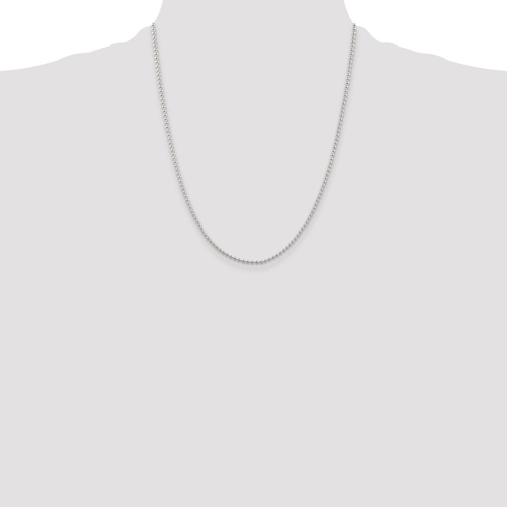 Buy Stylish 2mm Sterling Silver Beaded Chain with 4-Inch Extension - Affordable!