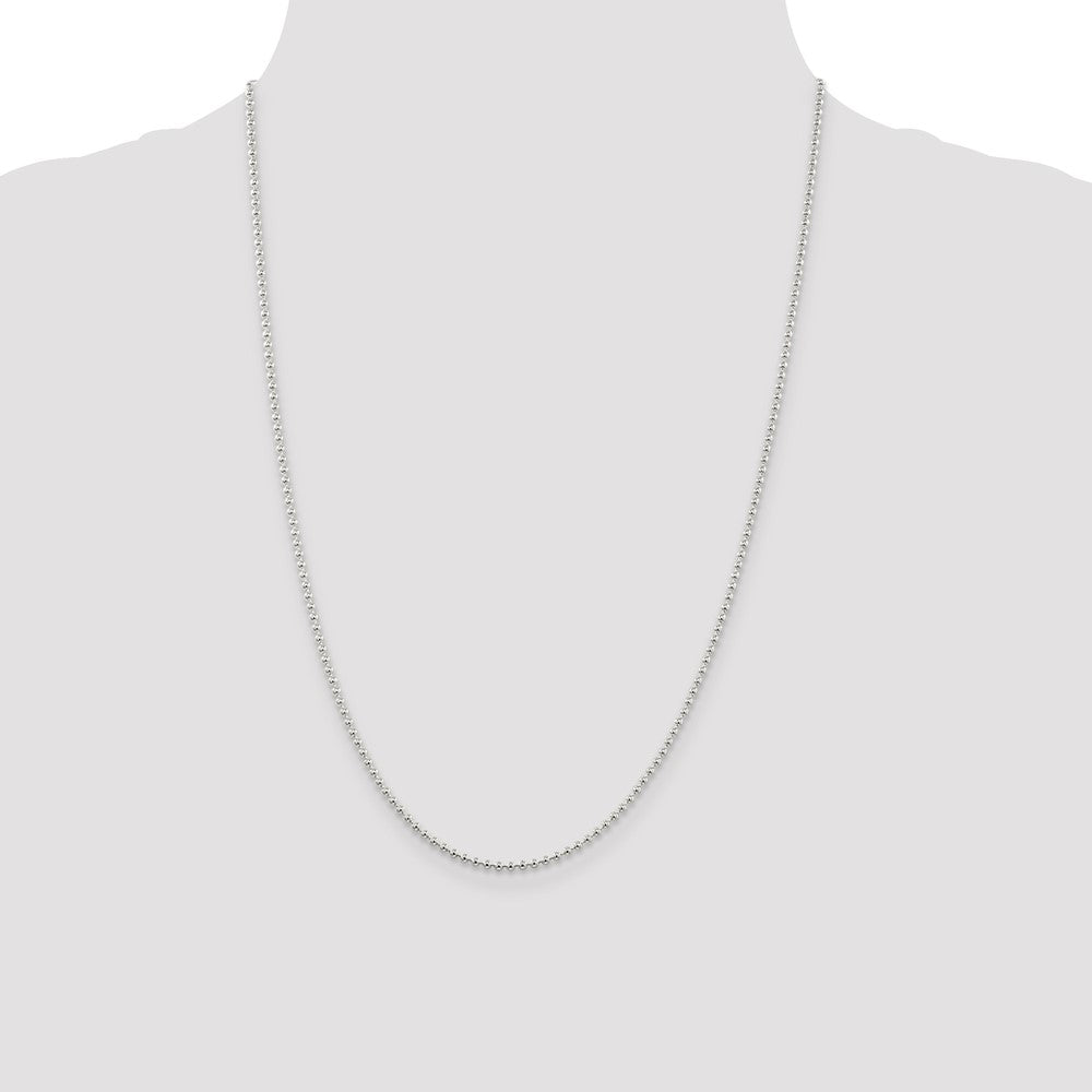 High-quality 2mm Sterling Silver Beaded Chain - Stylish & Affordable Design