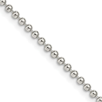 High-quality 2mm Sterling Silver Beaded Chain - Stylish & Affordable Design
