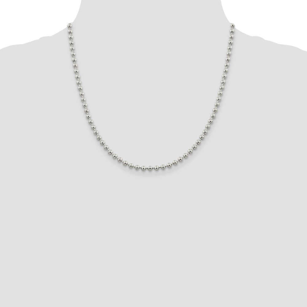 High-quality 4mm Sterling Silver Beaded Chain - Stylish and Affordable Jewelry