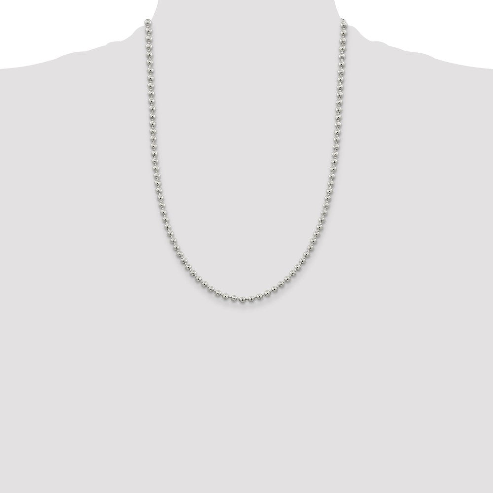 Buy Stylish 4mm Sterling Silver Beaded Chain | Affordable Luxury Jewelry