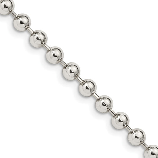 Buy Stylish 4mm Sterling Silver Beaded Chain - Affordable Luxury Jewelry
