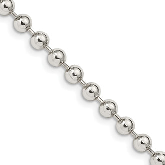High-quality 4mm Sterling Silver Beaded Chain - Stylish and Affordable Jewelry