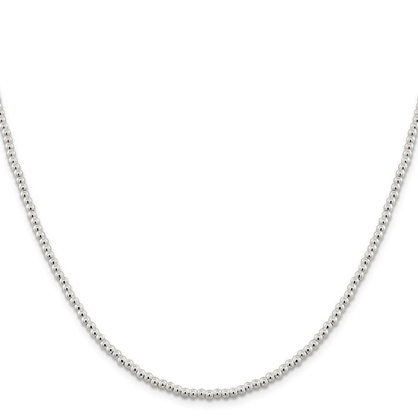3mm Sterling Silver Beads Necklace on Box Chain