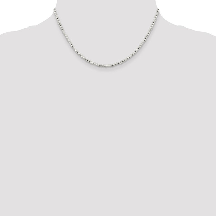 Buy Stylish 3mm Beaded Box Chain Necklace in High-Quality Sterling Silver-4