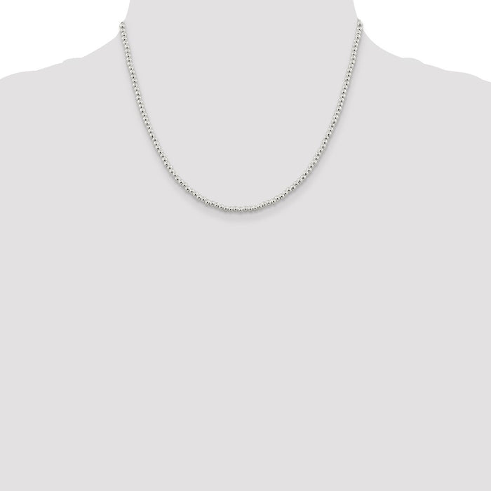 Buy Stylish 3mm Sterling Silver Beads on Box Chain Necklace - Affordable Luxury-4
