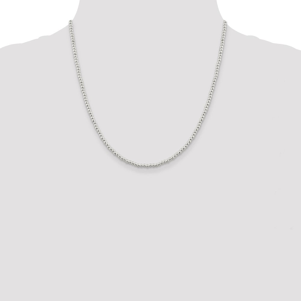 High-Quality 3mm Sterling Silver Beads Necklace on Box Chain - Affordable Chic