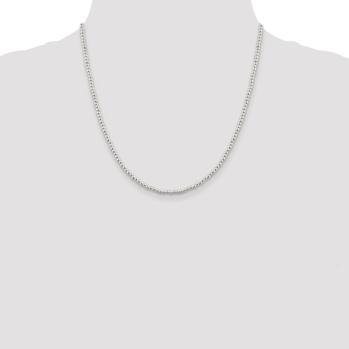 High-Quality 3mm Sterling Silver Beads Necklace on Box Chain - Affordable Chic-4