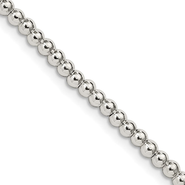 3mm Sterling Silver Beads Necklace on Box Chain