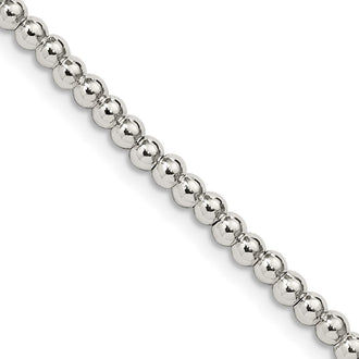 Buy Stylish 3mm Beaded Box Chain Necklace in High-Quality Sterling Silver