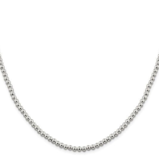 Buy Stylish 4mm Beaded Box Chain Necklace in High-Quality Sterling Silver