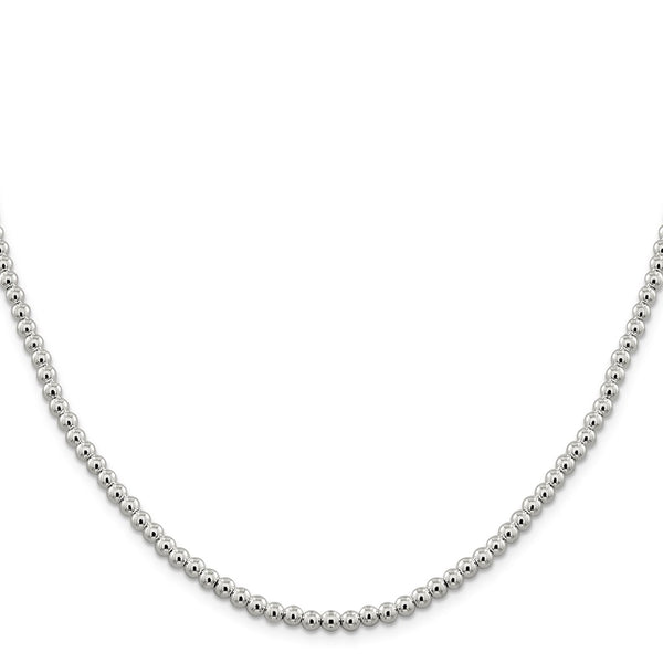 4mm Beaded Box Chain Necklace in Sterling Silver - Style GR1-1030808