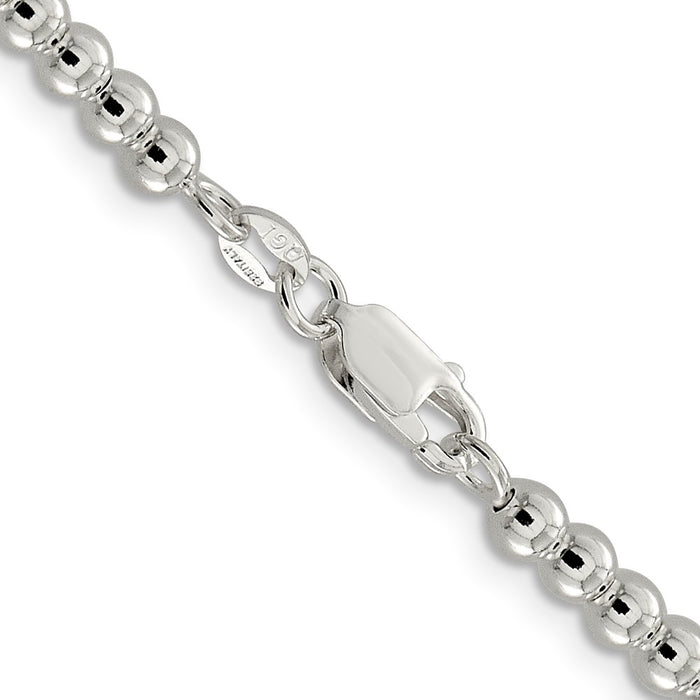 Buy Stylish 4mm Sterling Silver Beads Box Chain Necklace - Affordable Luxury!-3