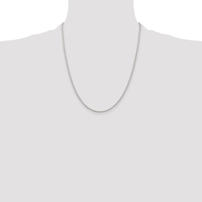 Buy Stylish 2.35mm Sterling Silver Beaded Chain - Affordable Luxury Jewelry-4