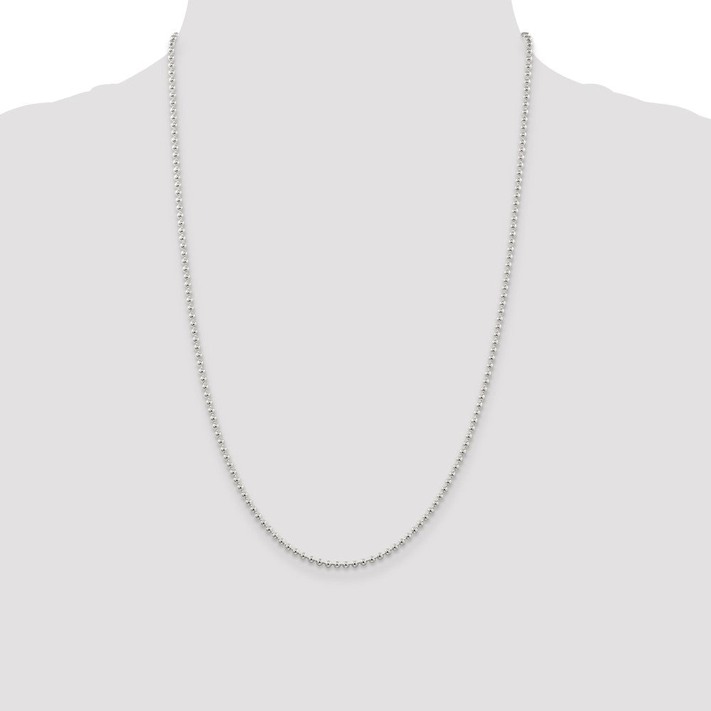 High-Quality 2.35mm Sterling Silver Beaded Chain | Stylish & Affordable Accessory