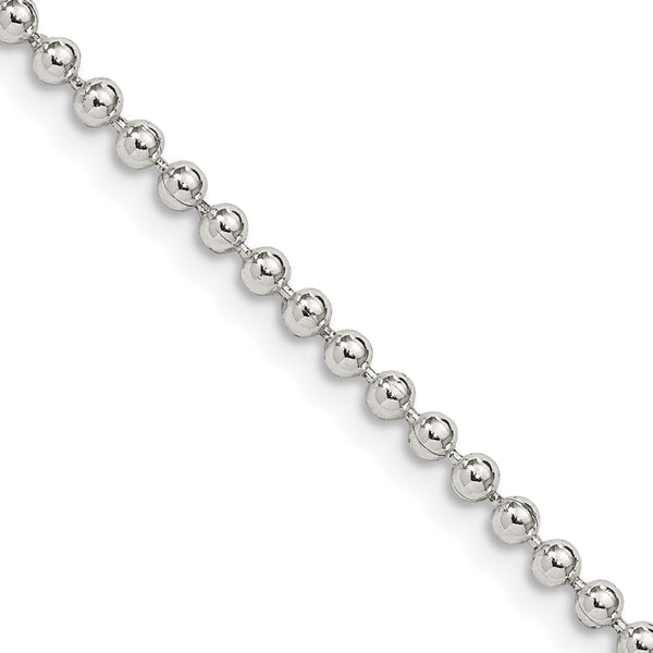 2.35mm Sterling Silver Beaded Chain with Extension