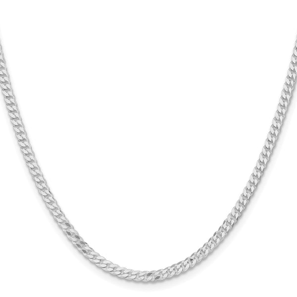 Rhodium-Plated Sterling Silver 3.15mm Flat Curb Chain
