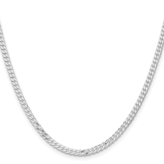 High-quality Rhodium-Plated Sterling Silver 3.15mm Flat Curb Chain - Stylish Value!