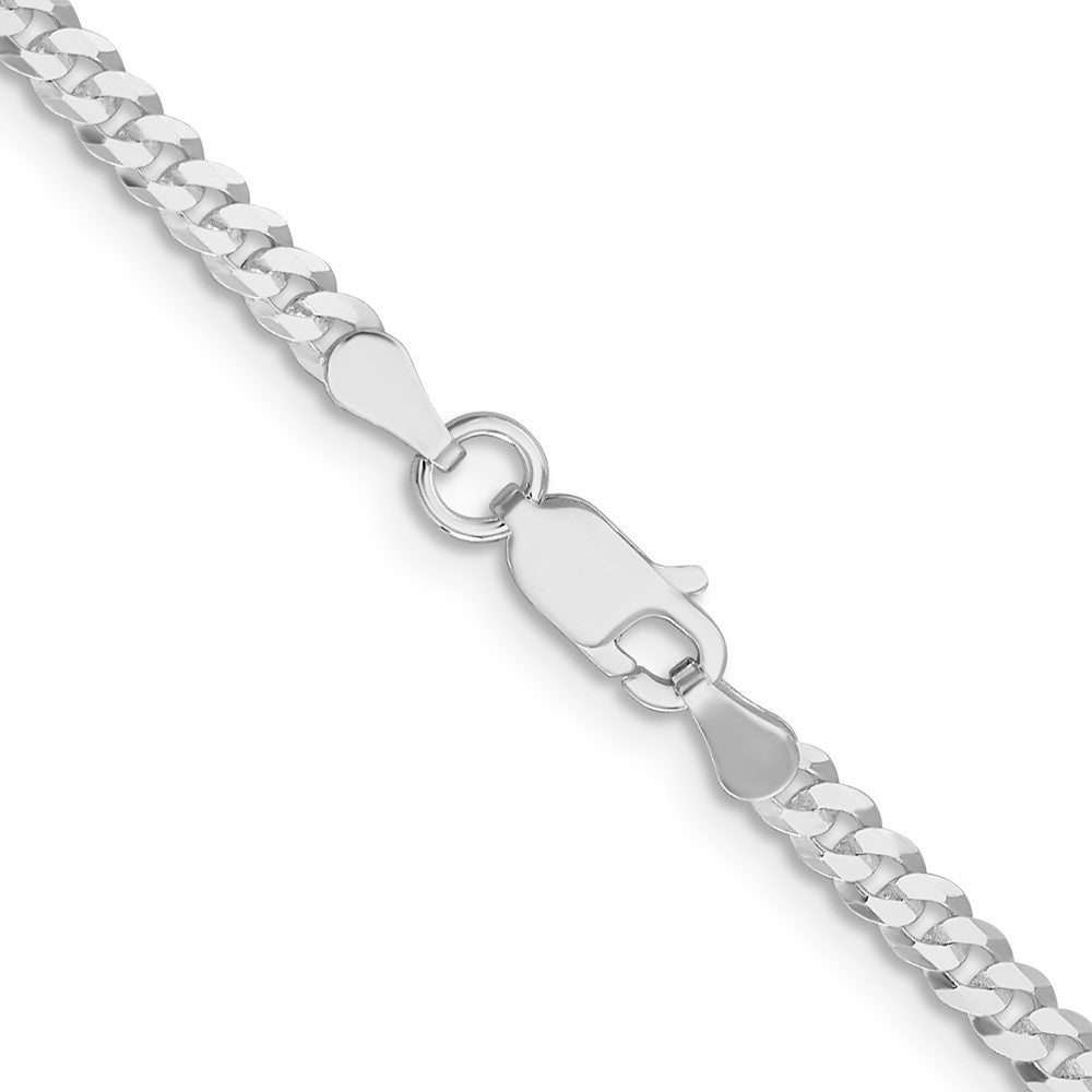 Buy Stylish Rhodium-Plated Sterling Silver 3.15mm Flat Curb Chain - Affordable Luxury
