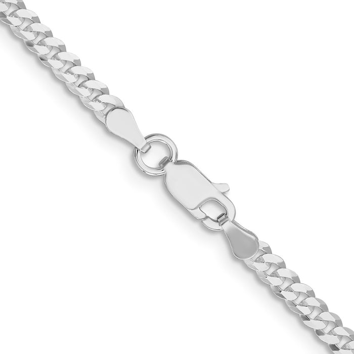 Buy Stylish Rhodium-Plated Sterling Silver 3.15mm Flat Curb Chain - Affordable Luxury-3