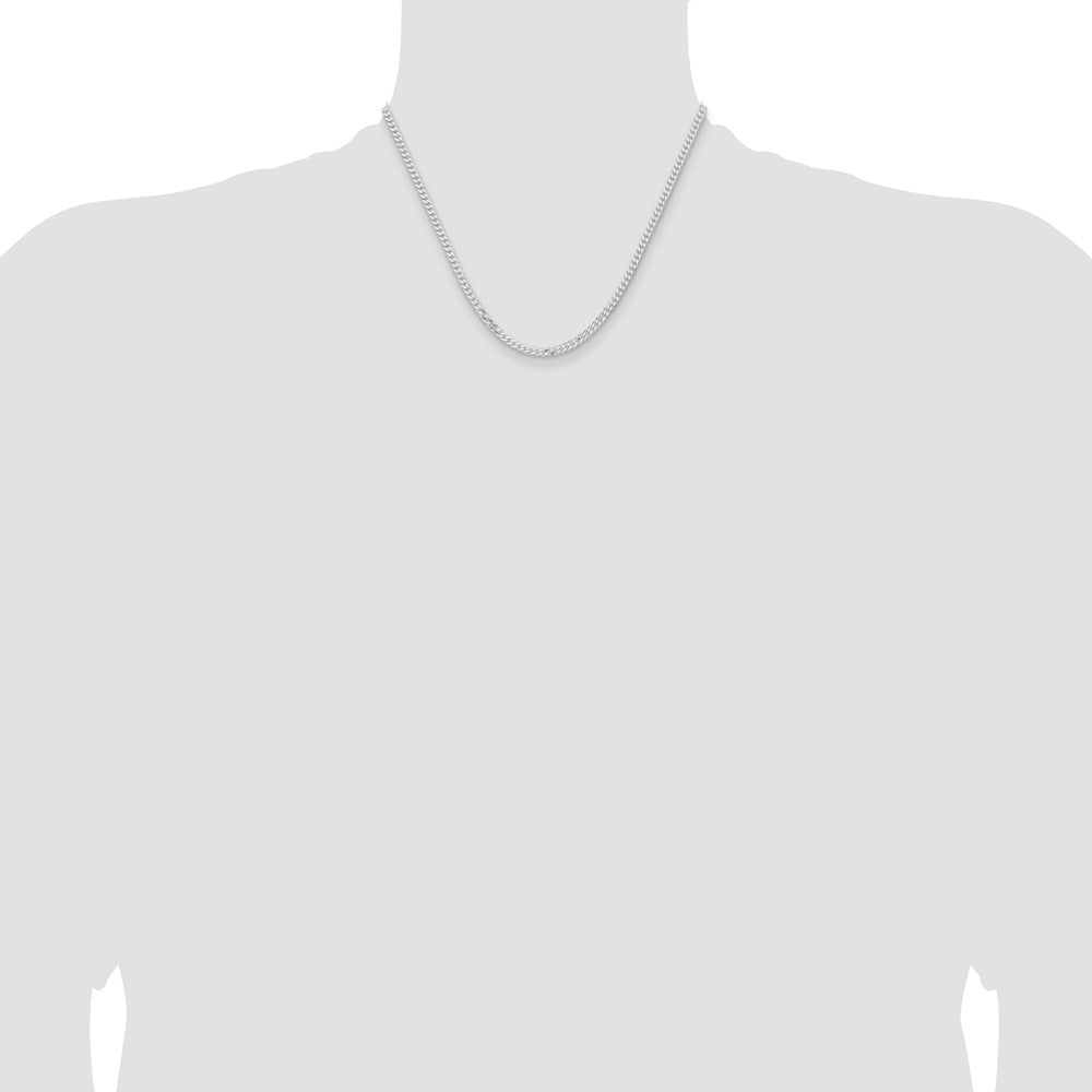 Buy Stylish Rhodium-Plated Sterling Silver 3.15mm Flat Curb Chain - Affordable Luxury