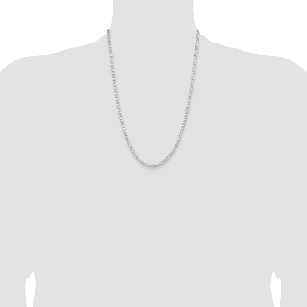 Buy Stylish Rhodium-Plated Sterling Silver 3.15mm Flat Curb Chain - Affordable Luxury!