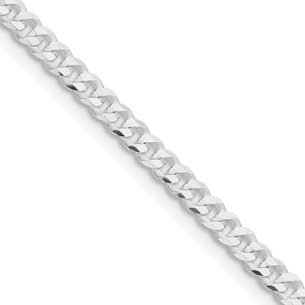 Rhodium-Plated Sterling Silver 3.15mm Flat Curb Chain