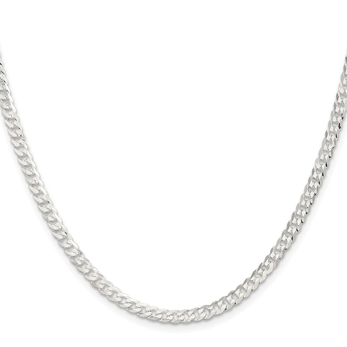 Exclusive 3.8mm Flat Curb Chain in Sterling Silver - Stylish & Affordable Value!-2