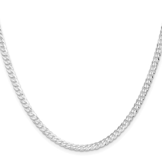 Buy Stylish 3.8mm Rhodium-Plated Sterling Silver Flat Curb Chain - Luxury Value
