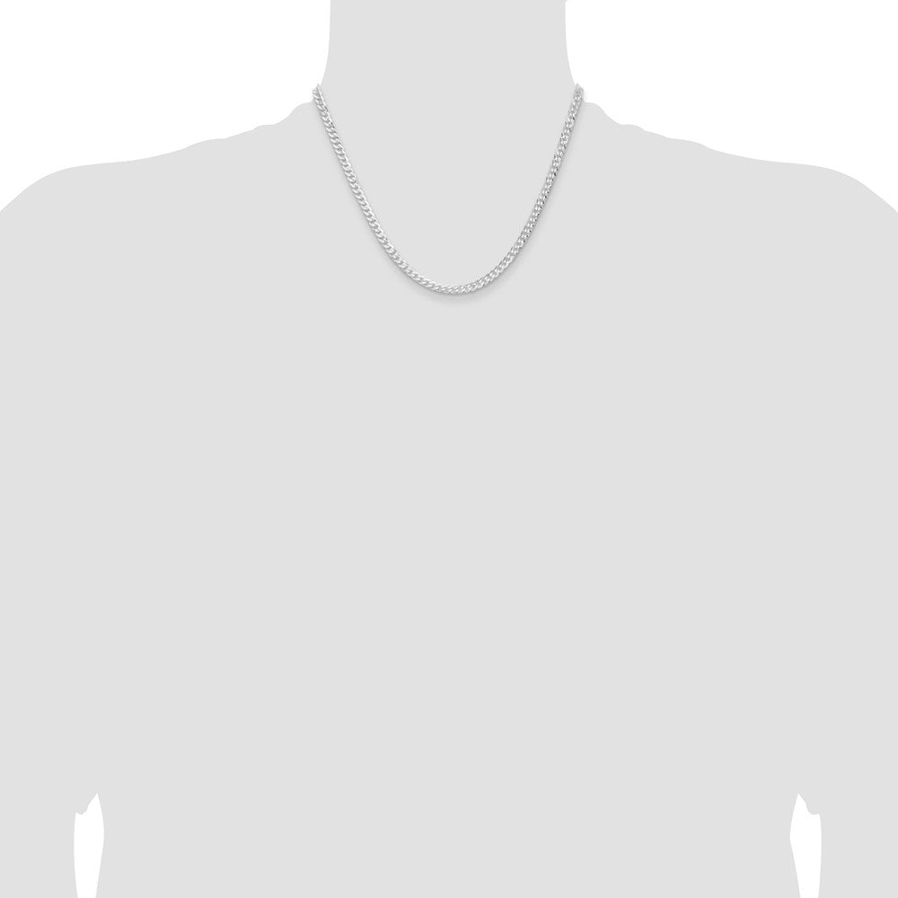 Buy Stylish 3.8mm Rhodium-Plated Sterling Silver Flat Curb Chain - Affordable Luxury
