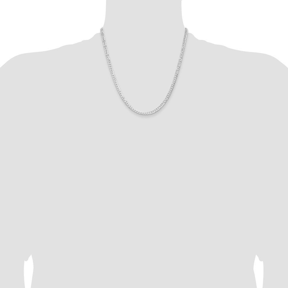 Buy Stylish 3.8mm Rhodium-Plated Sterling Silver Flat Curb Chain - Luxury Value